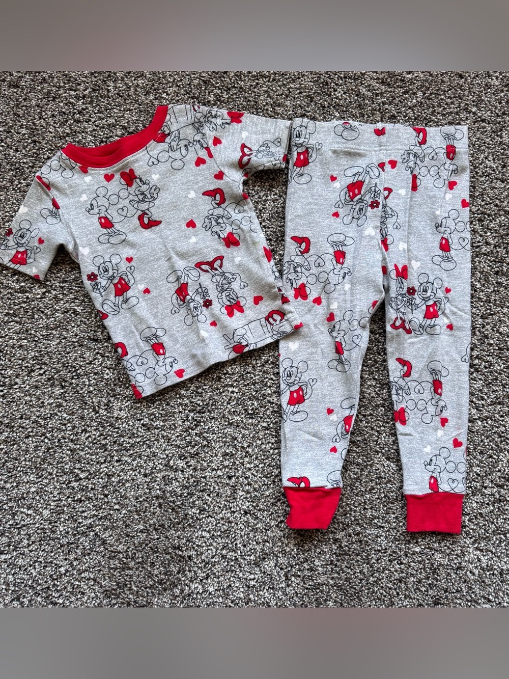 Disney Gray and Red Mickey Mouse Pajama Set